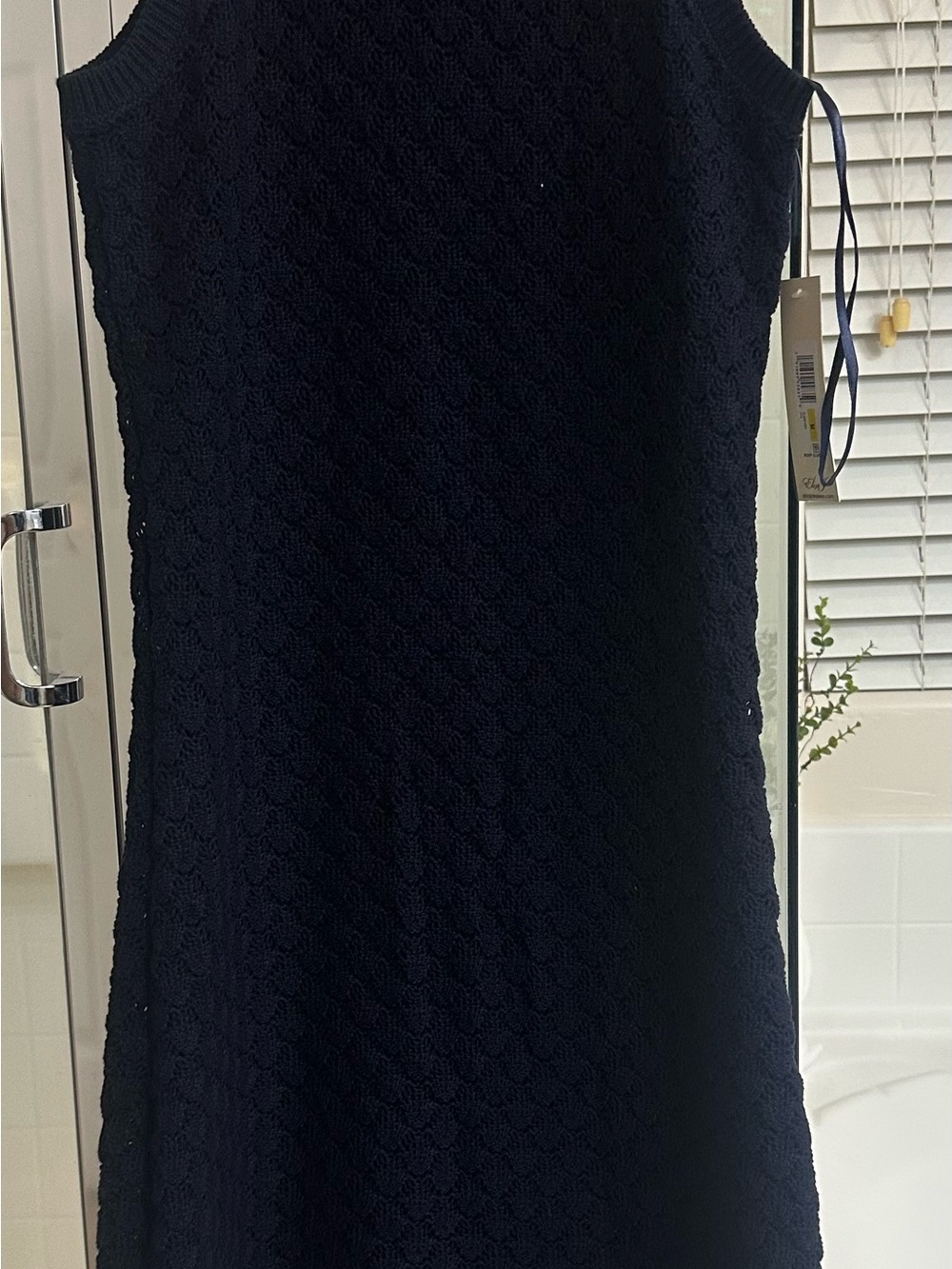 Eliza J Navy Sleeveless Textured knit Dress (Dark Blue)